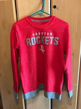 Houston Rockets Red Heather Gray Crewneck Sweatshirt
